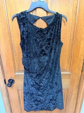 Apt. 9 Black Velvet-Patterned Sleeveless Sheath Dress